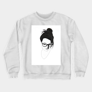 nerdy girl with bun and glasses Crewneck Sweatshirt